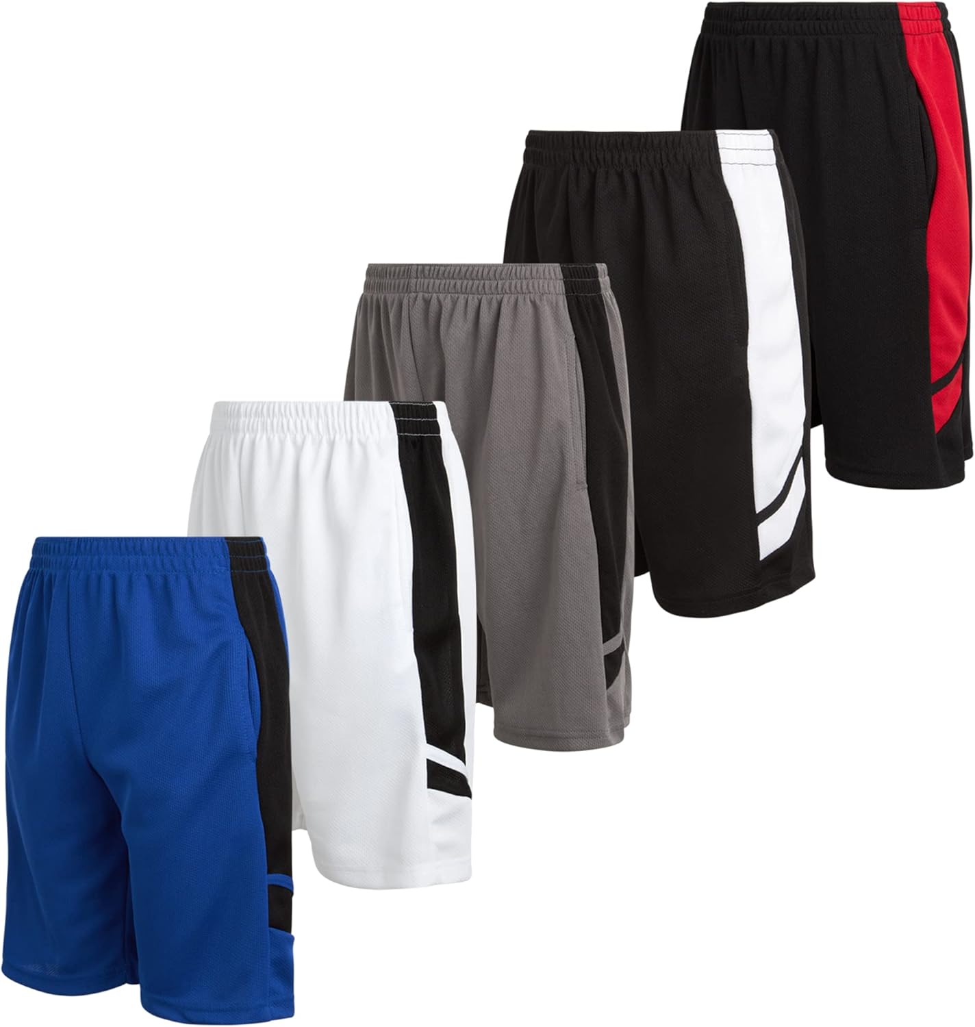 Mad Game Boys Athletic Shorts - 5 Pack Athletic Performance Mesh Running Basketball Shorts for Boys with Pockets (Sizes 8-18) - Image 11