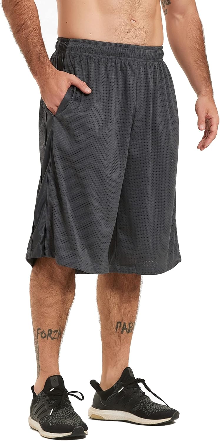 HQUEC Men's 12" Athletic Shorts Long Basketball Workout Shorts Below Knee Loose-Fit with Pockets - Image 19