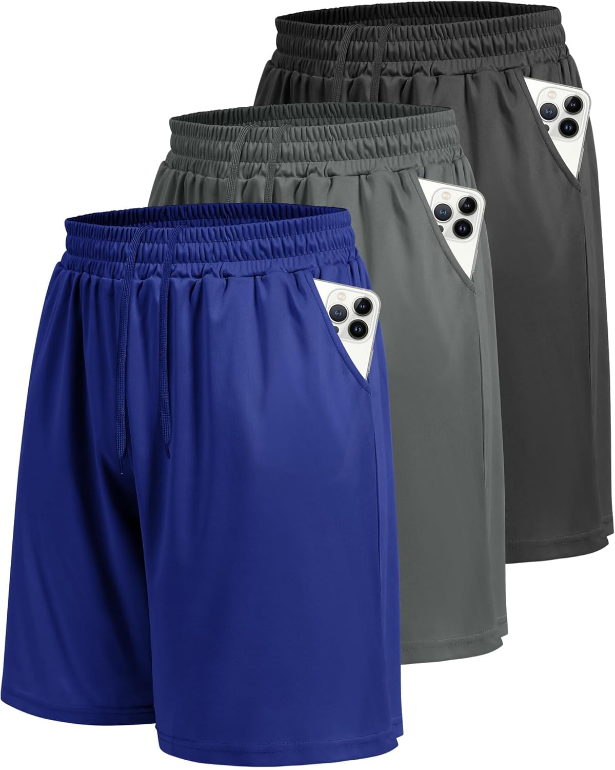 LalaHooK 3 Pack Athletic Gym Mens Shorts - Casual Black Quick Dry Basketball Shorts with Pockets for Workout Running - Image 7