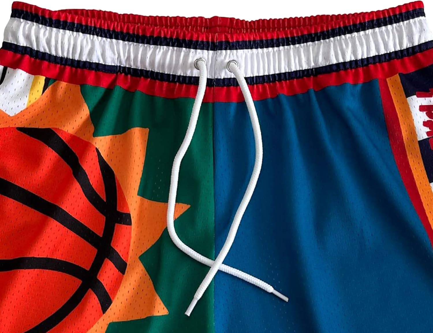 Men Basketball Shorts Graphic Mesh Drawstring Retro Sport Workout Gym Running Athletic Shorts - Image 5