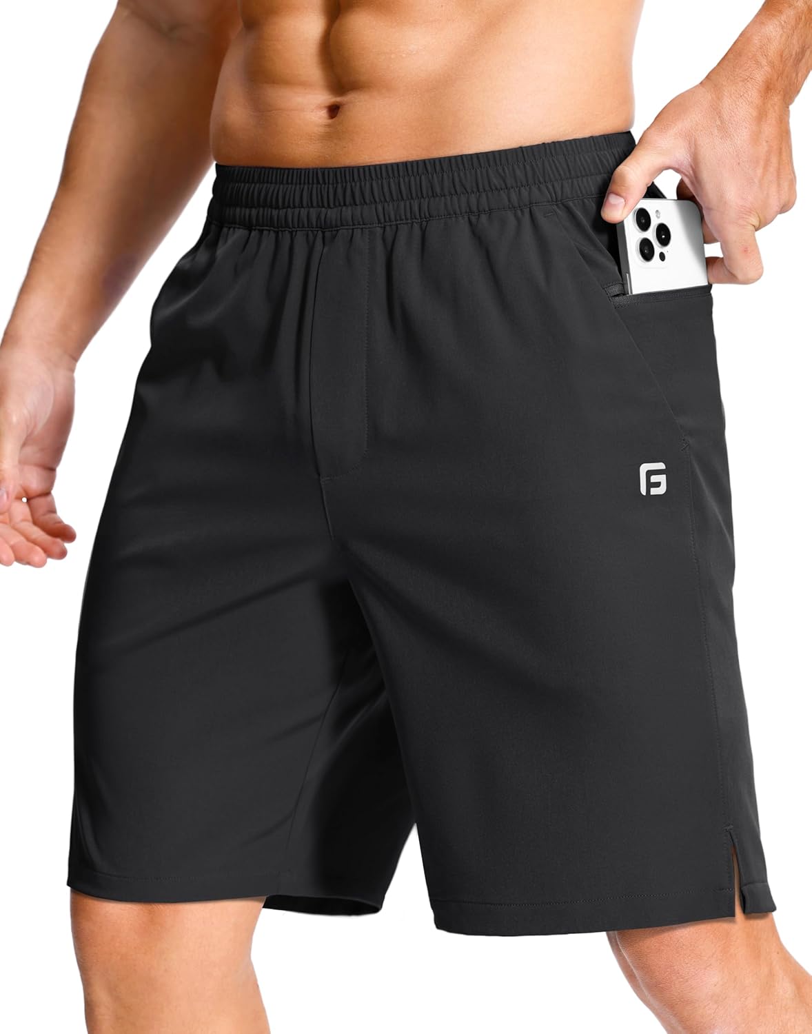 GGJ Men's Lightweight Athletic Shorts with Zipper Pockets 7"/5"/9" Gym Workout Running Quick Dry Tennis Shorts for Men