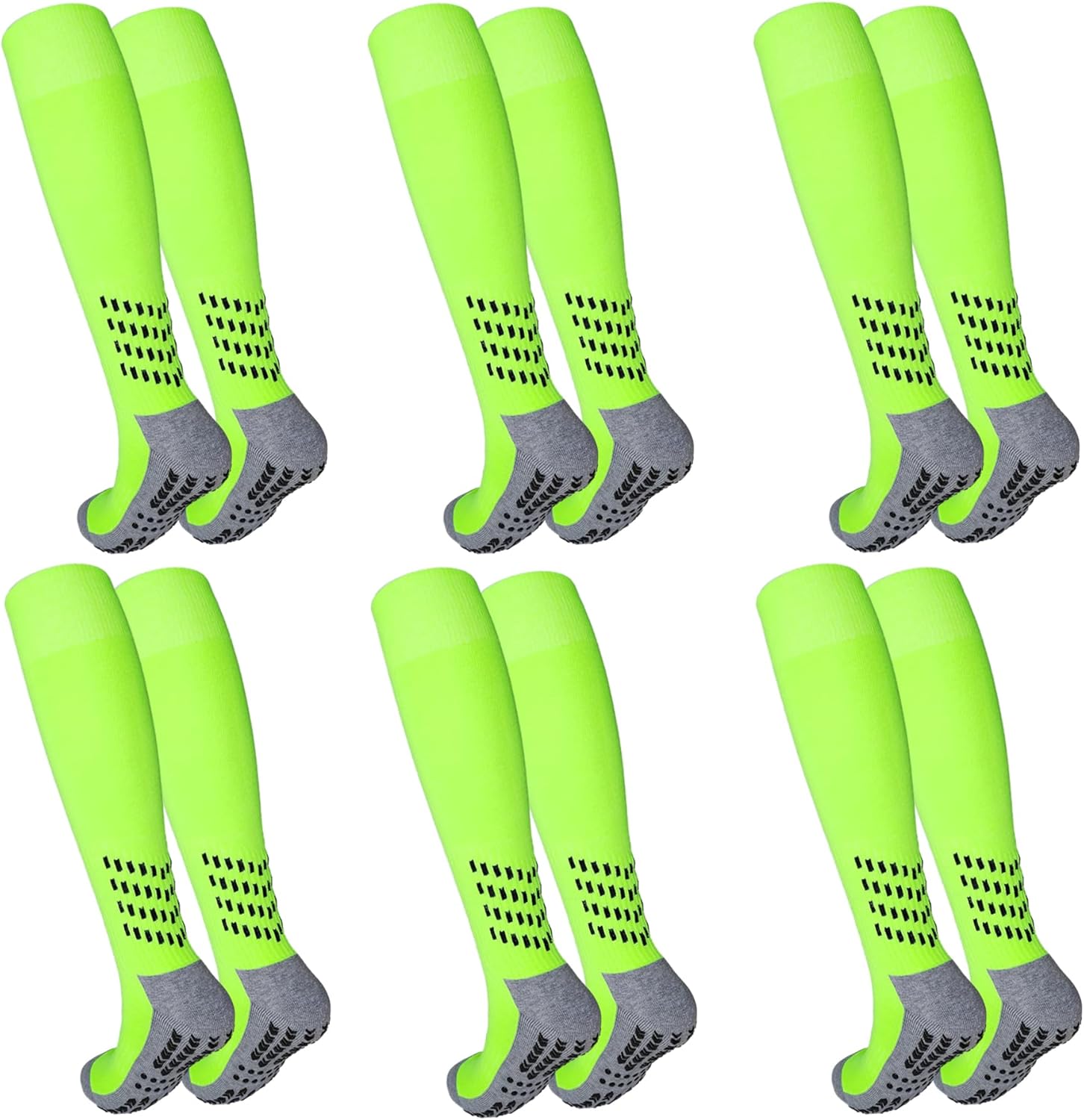 Vegove 6 Pairs Men's Cushioned Soccer Socks with Grip, Non Slip Sports Socks, Knee High Compression Basketball Stockings - Image 9