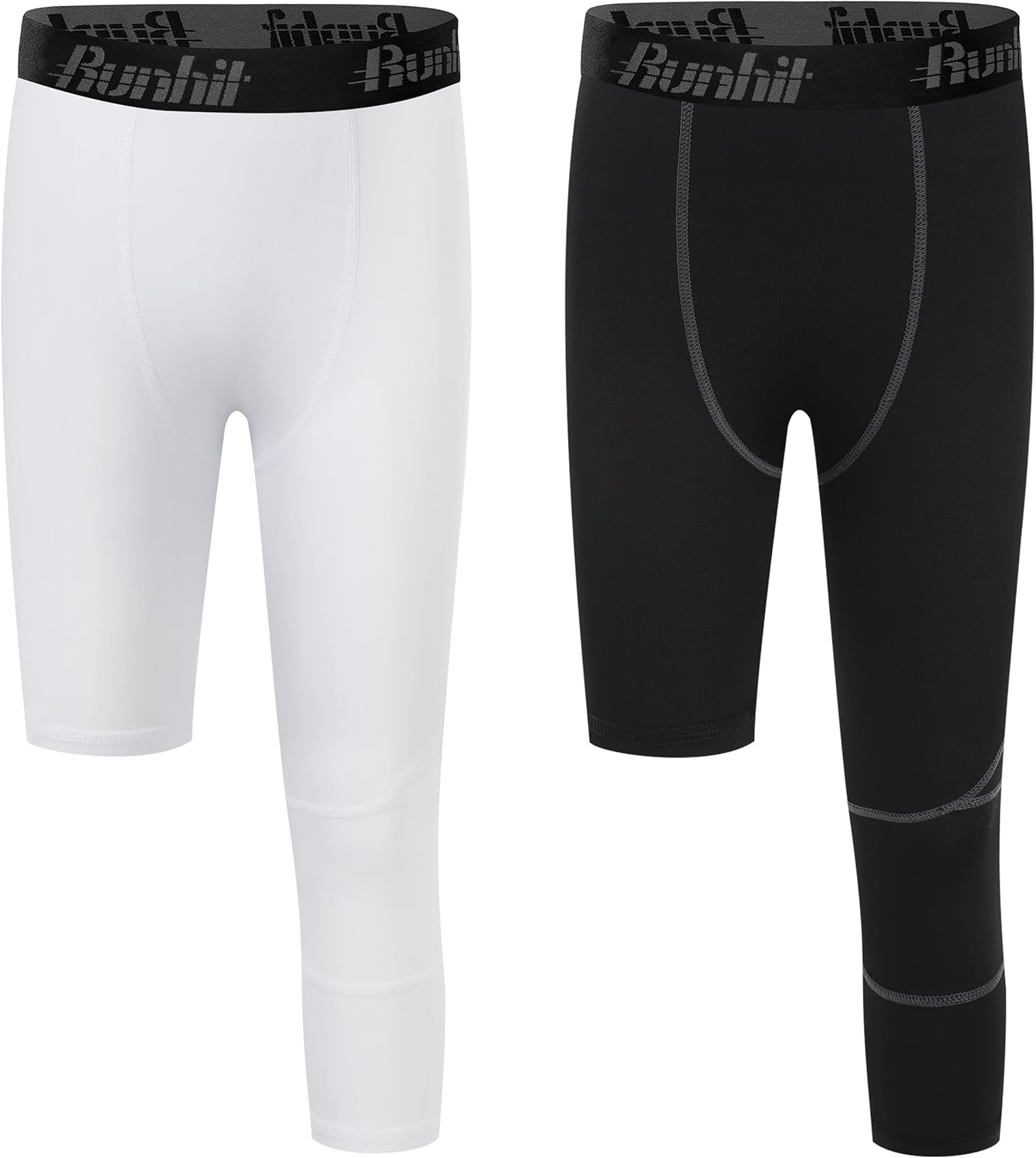 Runhit 3/4 One Leg Boys Compression Leggings,Athletic Tights Basketball Compression Pants,Youth Boys Base Layer Pants - Image 7