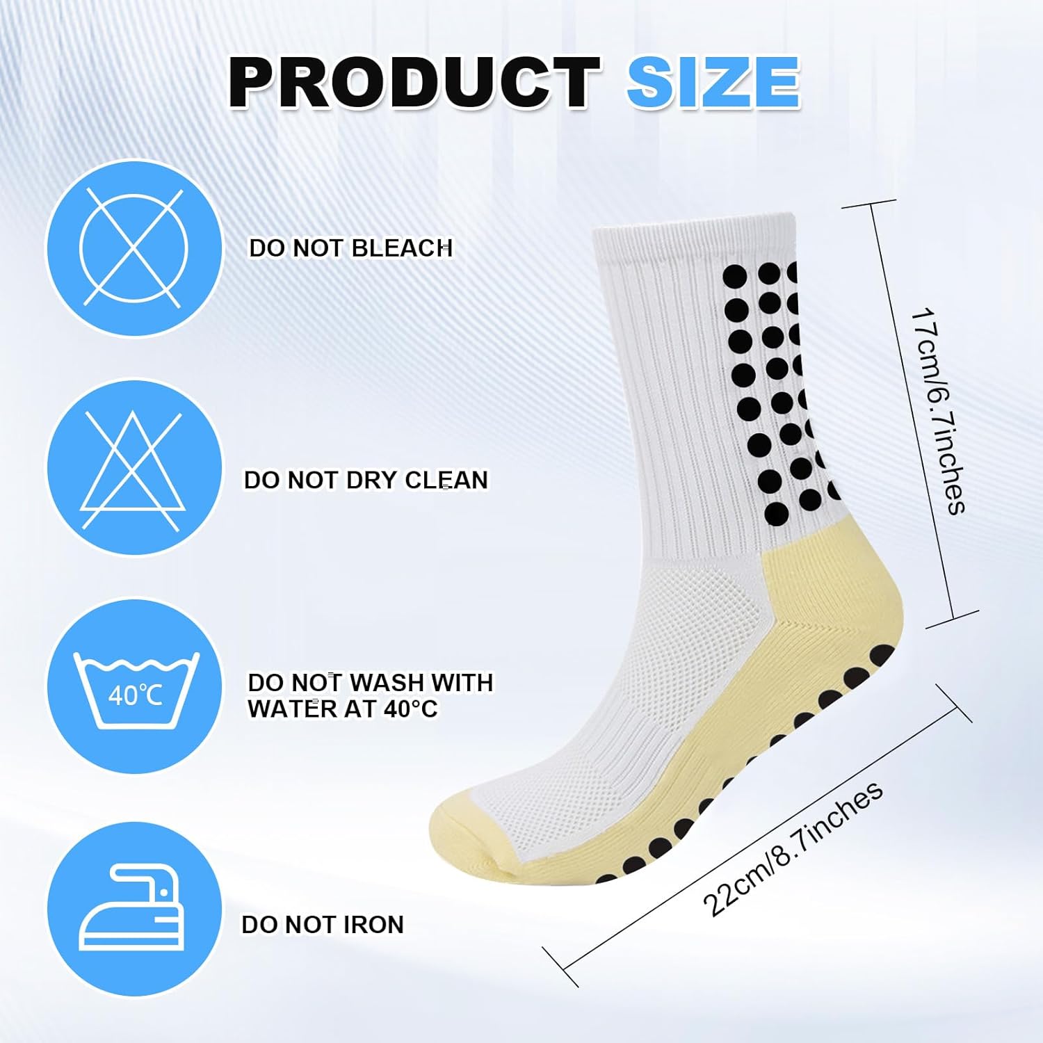 16 Pairs Grip Soccer Socks for Men Non Slip Sock with Anti Slip Grip Pads - Image 2