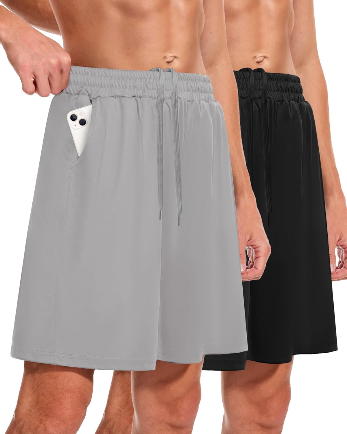 Men's Athletic Gym Shorts - Quick Dry Black Casual Basketball Shorts with Pockets for Running Workout Activewear - Image 18