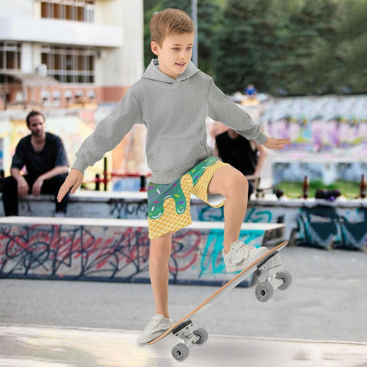 Boys Athletic Shorts Basketball Shorts Ice Cream Hiking Gym Shorts with Pocket for Outdoor Activity 7-15Y - Image 2