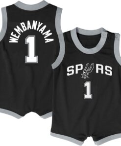 Victor Wembanyama San Antonio Spurs NBA Infants 12-24 Months Black Icon Edition Romper Onesie Player Jersey