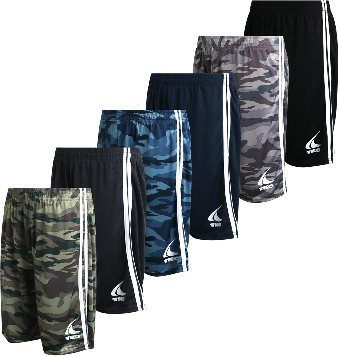 TKO Boys' 6-Pack Active Performance Mesh Basketball Shorts - Quick Dry Boys Athletic Shorts (8-16) - Image 9