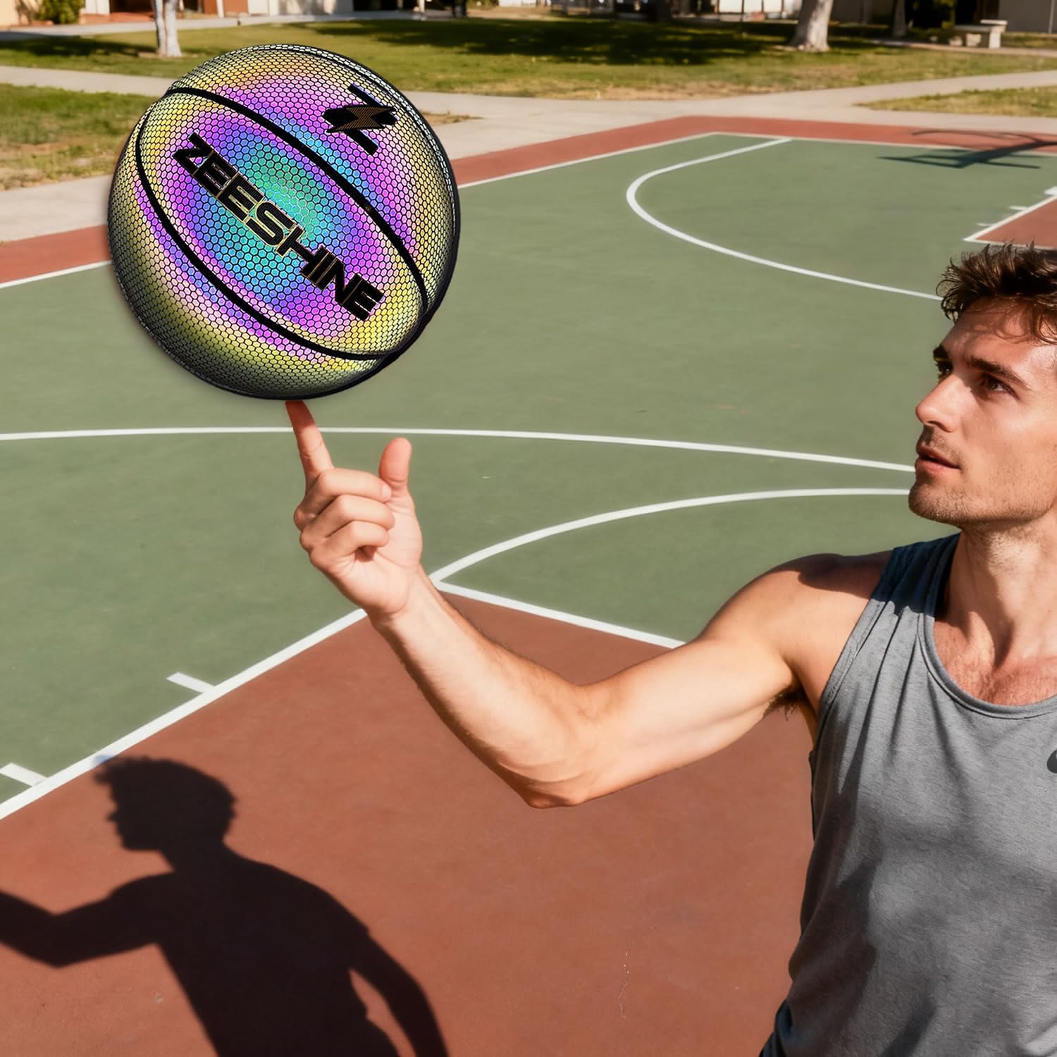 ZEESHINE HyperGlow Holographic Basketball – Ultra-Reflective Glow in Dark, Cool Sports Gift for Men & Women, Outdoor/Indoor Game - Image 5