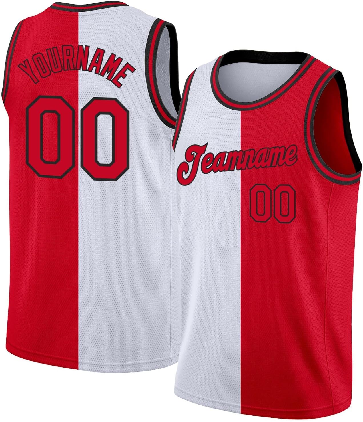 Custom Name Team Name Number Red Green-White Authentic Throwback Basketball Jersey, Personalized Uniform Basketball Shirt - Image 11