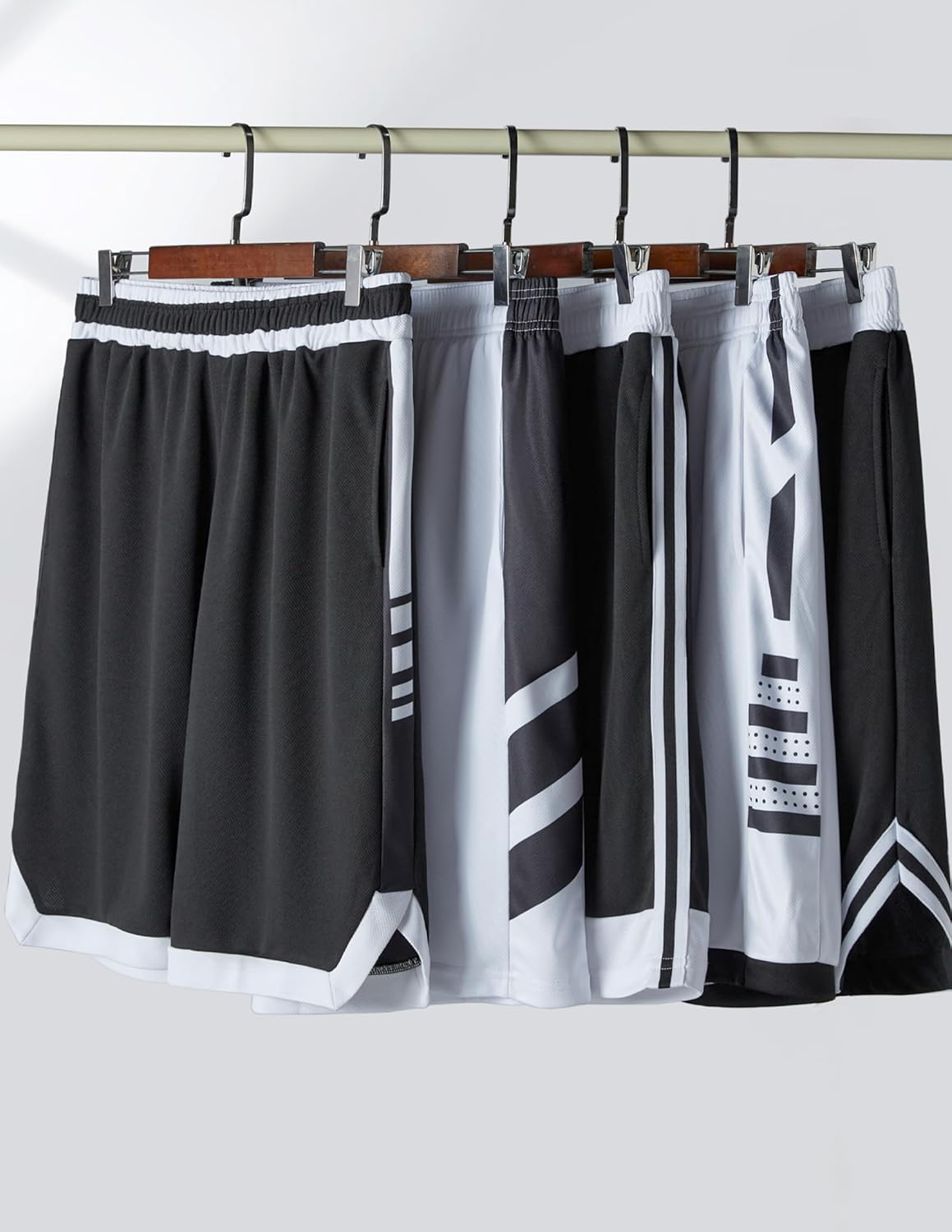 Liberty Imports 5 Pack Men's Quick Dry Athletic Basketball Shorts 9" Inseam with Pockets, Activewear for Workout Gym Running - Image 2