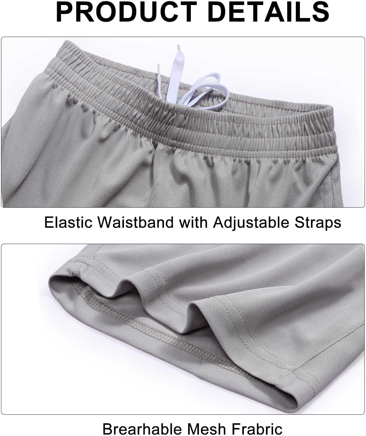 4-Pack Boy's Athletic Shorts Elastic Waistband Quick Dry Youth Basketball Shorts with Pockets (Ages 7-15) - Image 6