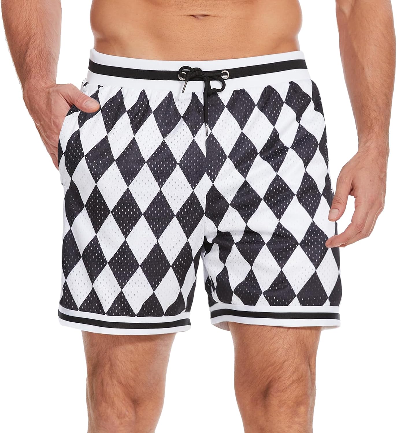 HEALONG Basketball Athletic Shorts Men - Mesh Gym Sports Workout Training Drawstring Retro Casual Fashion Short with Pockets - Image 16