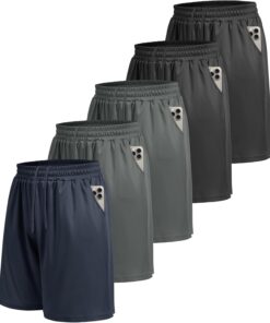 LalaHooK 5 Pack Gym Mens Shorts - Quick Dry Basketball Workout Athletic Shorts with Pockets for Running Casual Activewear