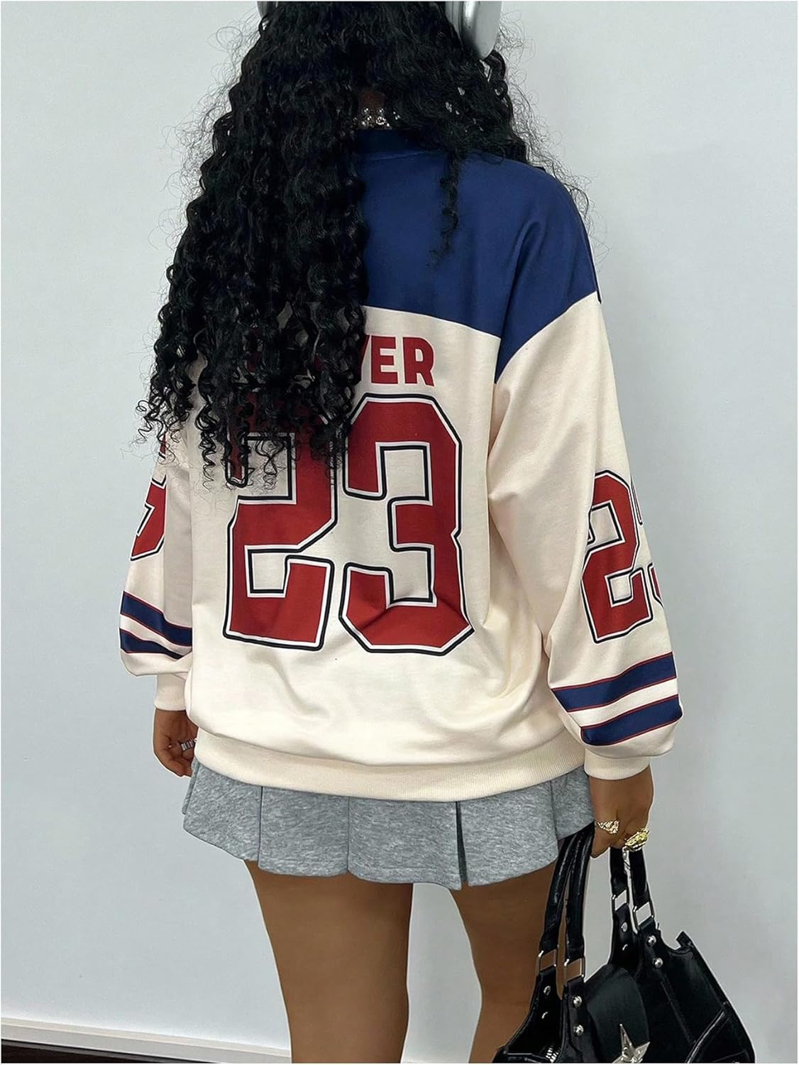 Plus Size Jersey Shirts for Women Graphic Long Sleeve V Neck Y2k Football Jersey Tops Streetwear - Image 2