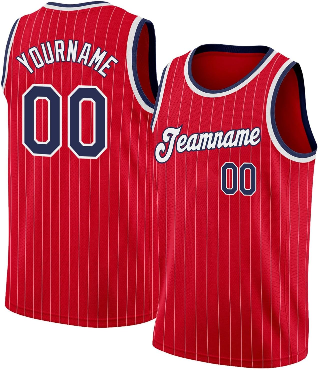 Custom Name Team Name Number Blue White Pinstripe Black Authentic Basketball Jersey, Personalized Uniform Basketball Shirt - Image 34