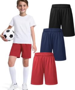 3 Pack Boys Basketball Shorts Kids Youth Athletic Shorts Quick Dry Sport Clothes with Pockets Size 7-14 Years