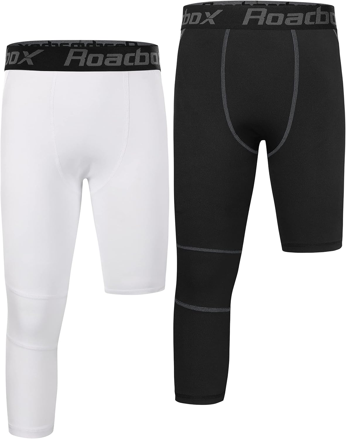 Roadbox Boys One Leg Compression Pants, 2Pack 3/4 Athletic Basketball Leggings, Youth Sports Baselayer Tights - Image 10