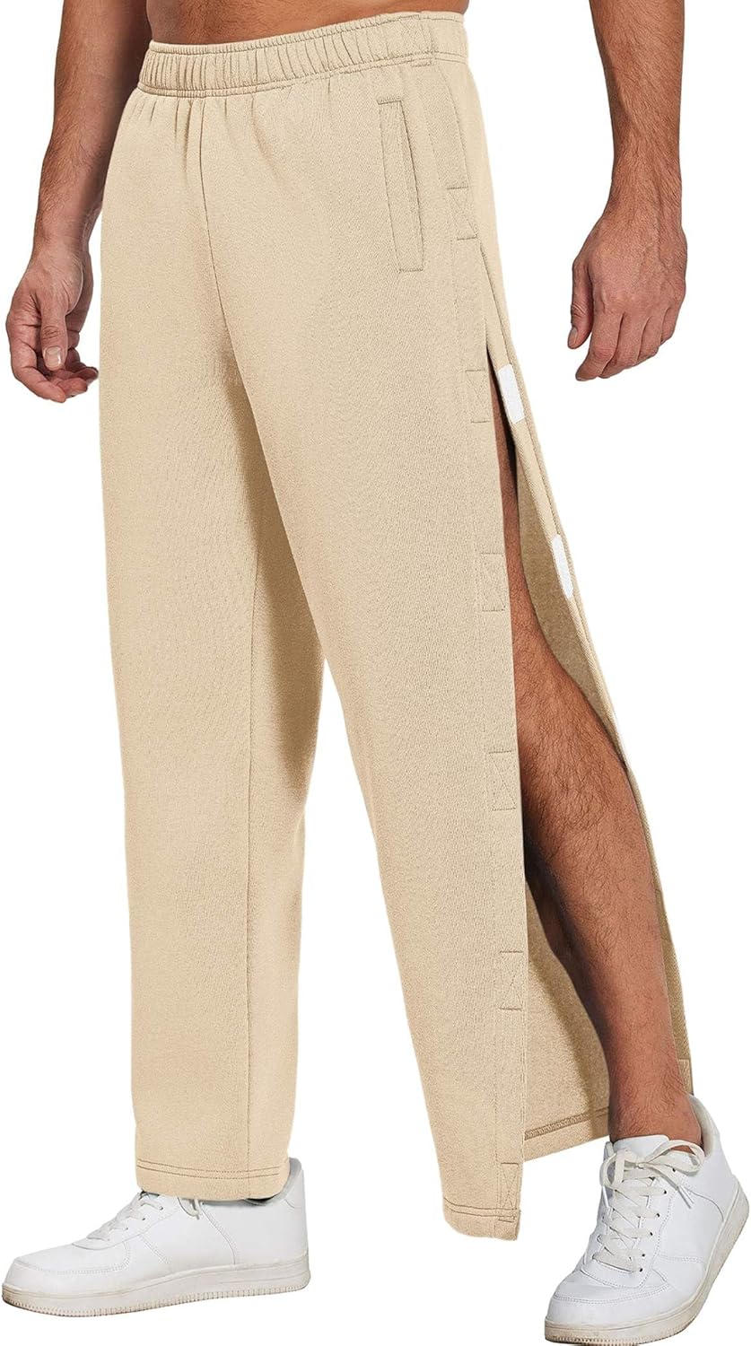 Deyeek Mens Fleece Tear Away Pants Loose Fit Post Knee Replacement Surgery Pants Breakaway Sweatpants Side Snap with Pockets - Image 10