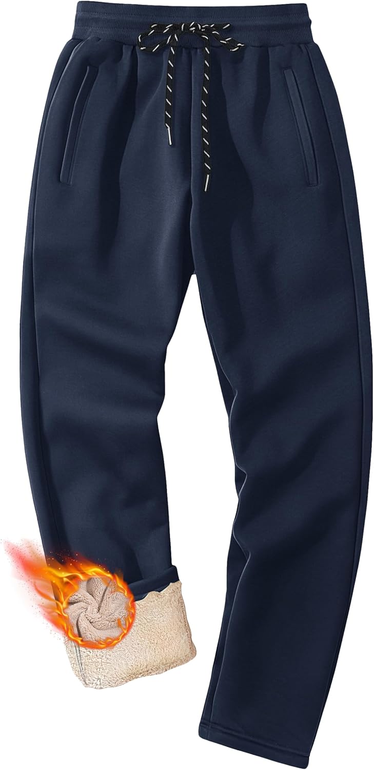 MAGCOMSEN Men's Winter Fleece Pants Sherpa Lined Sweatpants Thermal Warm Thicken Pants Active Joggers with 3 Pockets - Image 14