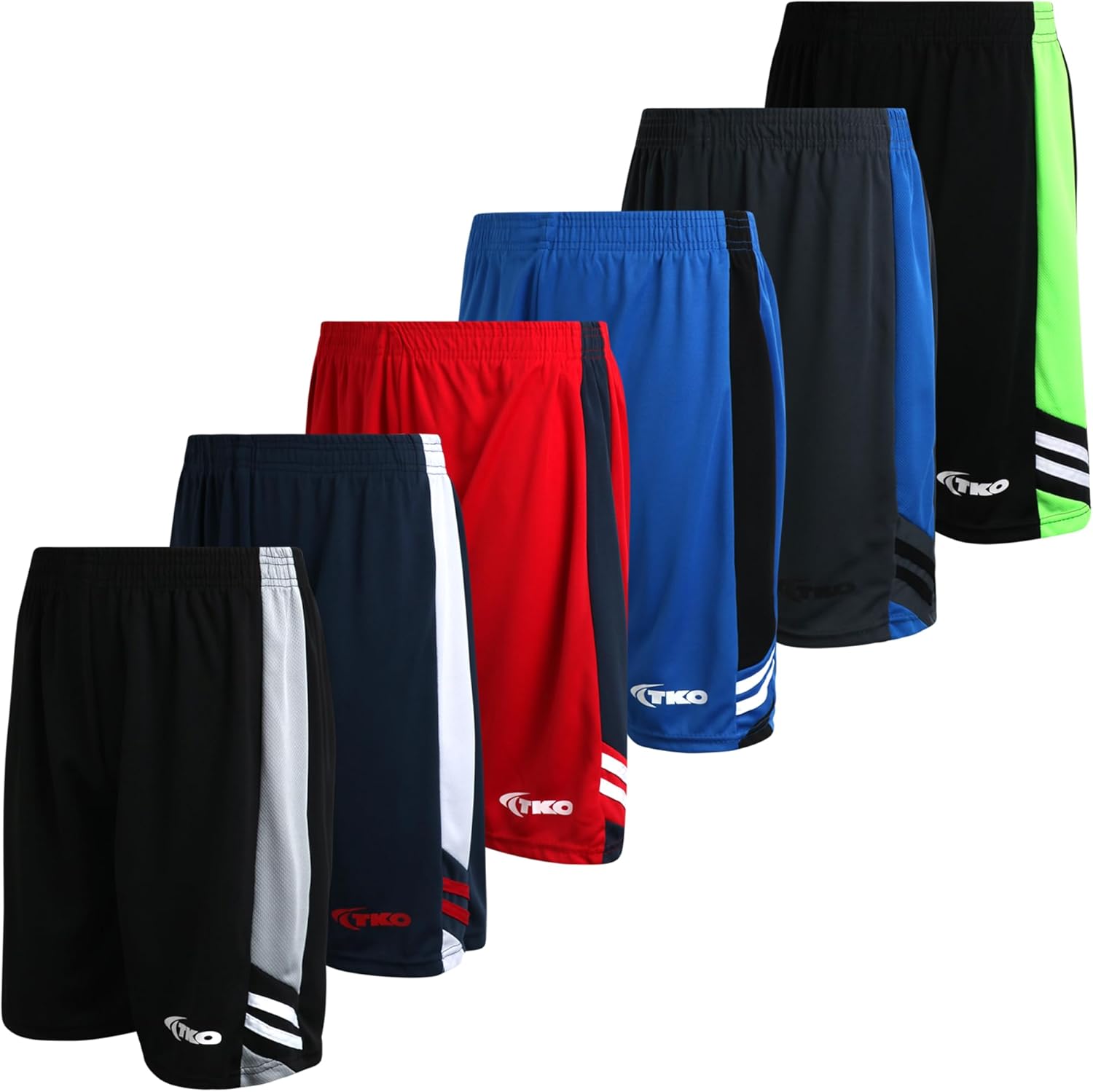 TKO Boys' 6-Pack Active Performance Mesh Basketball Shorts - Quick Dry Boys Athletic Shorts (8-16) - Image 10