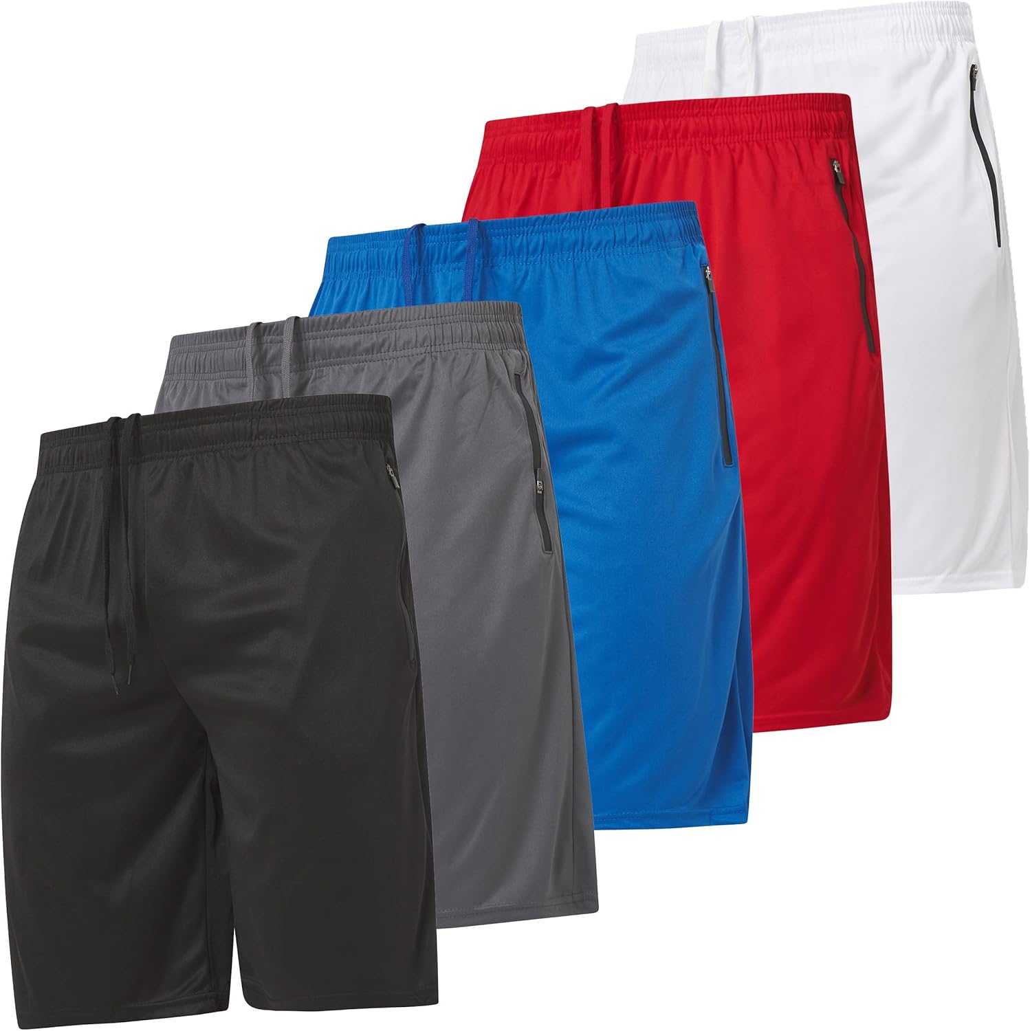 Ultra Performance Mens 5 Pack Athletic Running Shorts, Basketball Gym Workout Shorts for Men with Zippered Pockets - Image 11