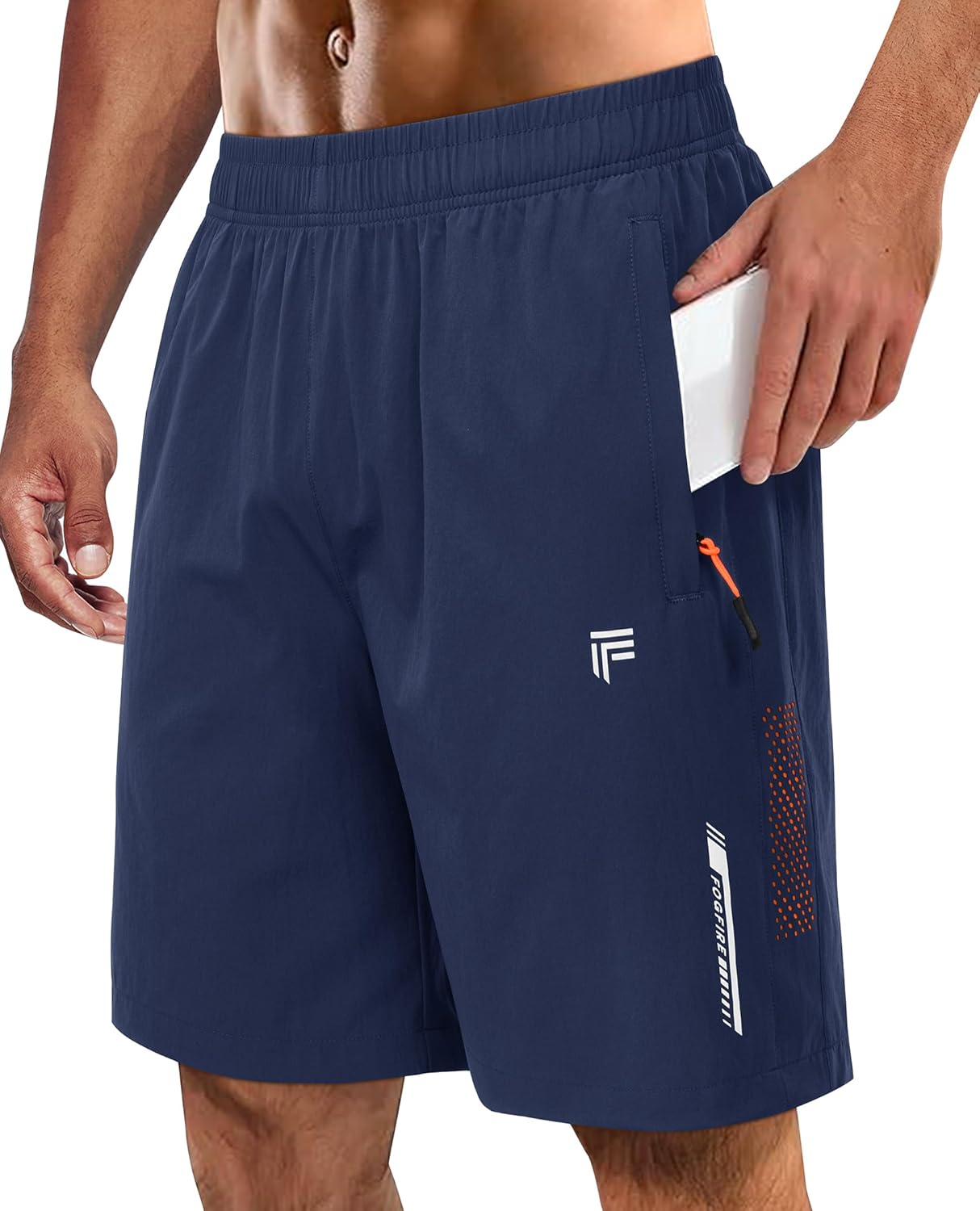 Men's Athletic Running Shorts with Zipper Pockets Quick Dry Drawstring 7" Gym Shorts for Basketball Workout Jogging