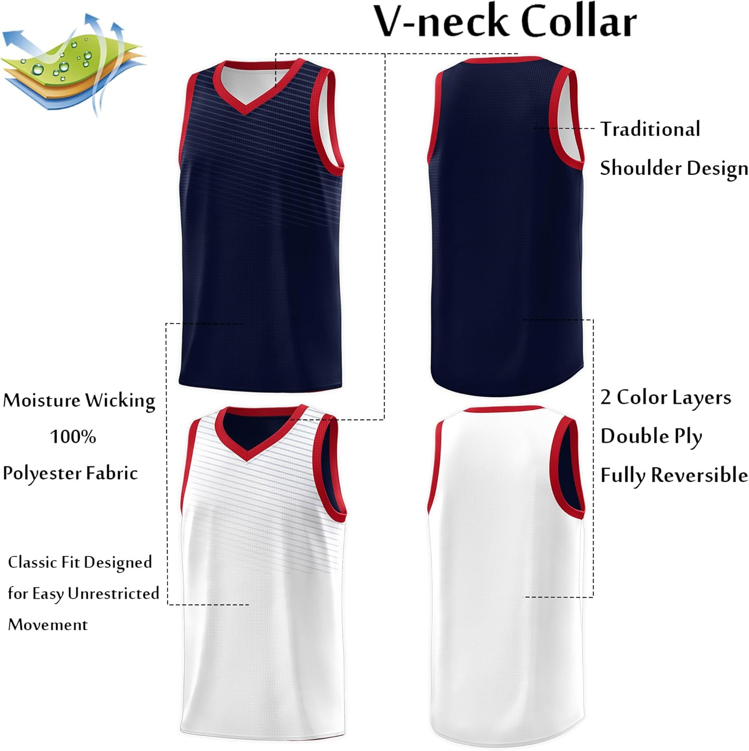 KXK Men's Reversible Basketball Jersey Plain Athletic Sleeveless Tank Top Basketball Shirt Practice Team Uniform - Image 6