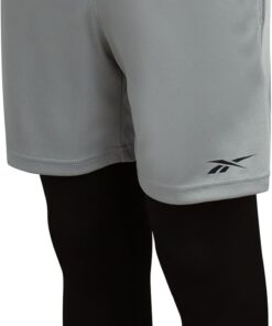 Reebok Boys Basketball Shorts with Leggings - 2-in-1 Boys Athletic Shorts with Inner Compression Pants, Drawstring & Pockets