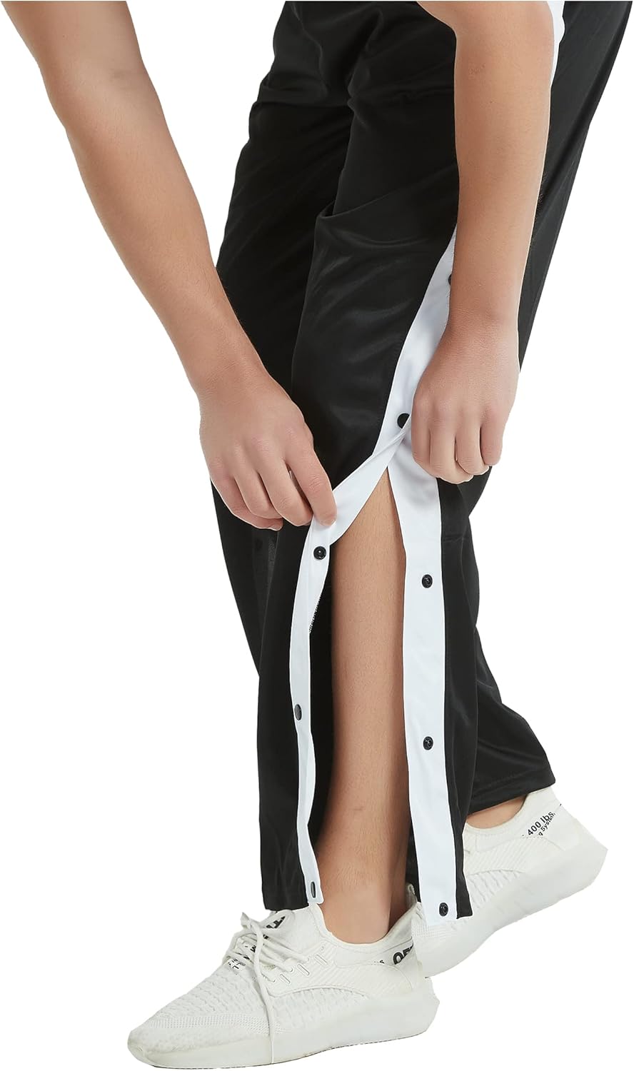 THWEI Mens Tear Away Basketball Pants Casual High Split Snap Button Post Surgery Sweatpants - Image 2
