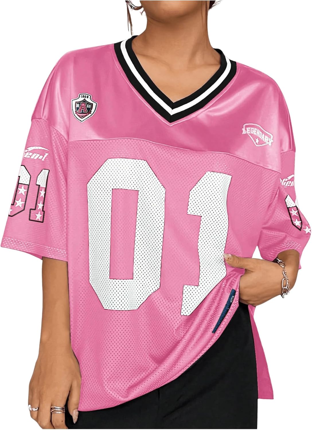 Floerns Women's Camo Print Team Sports T Shirts V Neck Basketball Jersey Tee Shirts - Image 22