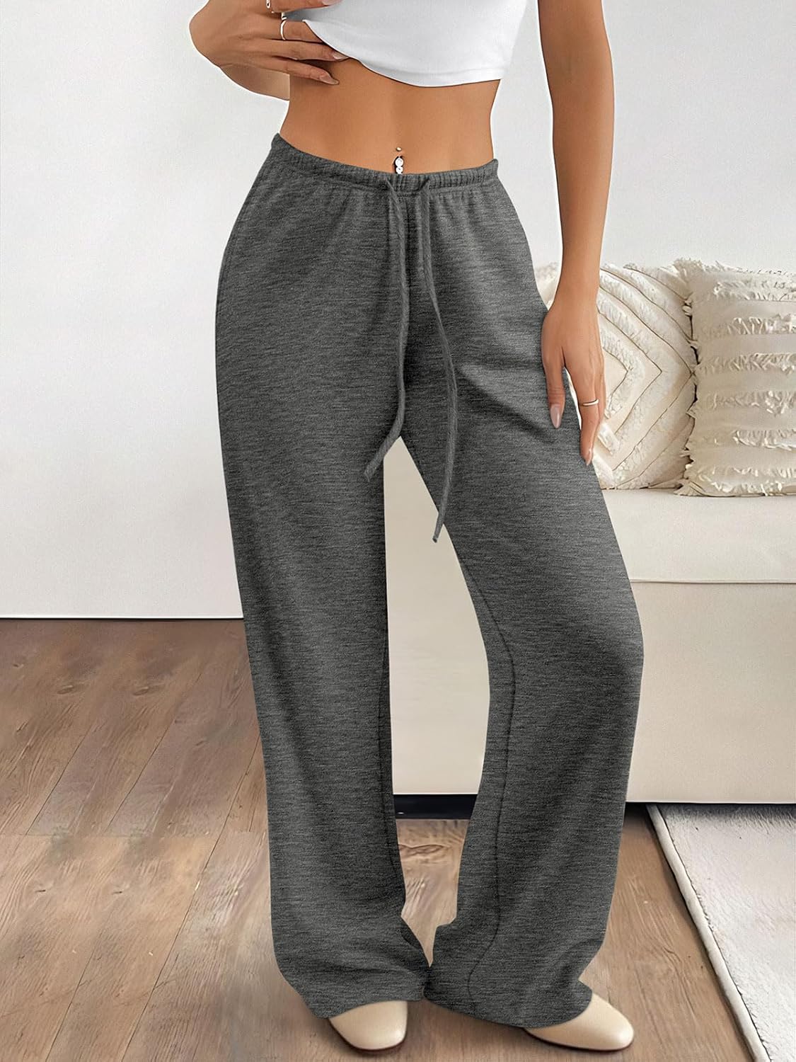 ATHMILE Womens Wide Leg Sweatpants Air Fabric Straight Lowrise Drawstring Elastic Low Waist Fall Clothing Pockets 2025 - Image 3