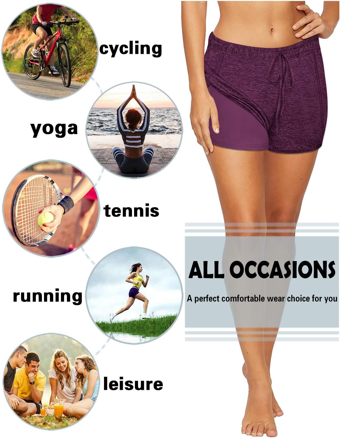 BLEVONH Women Yoga Running Shorts 2 in 1 Workout Athletic Shorts with Pockets S-3XL - Image 6