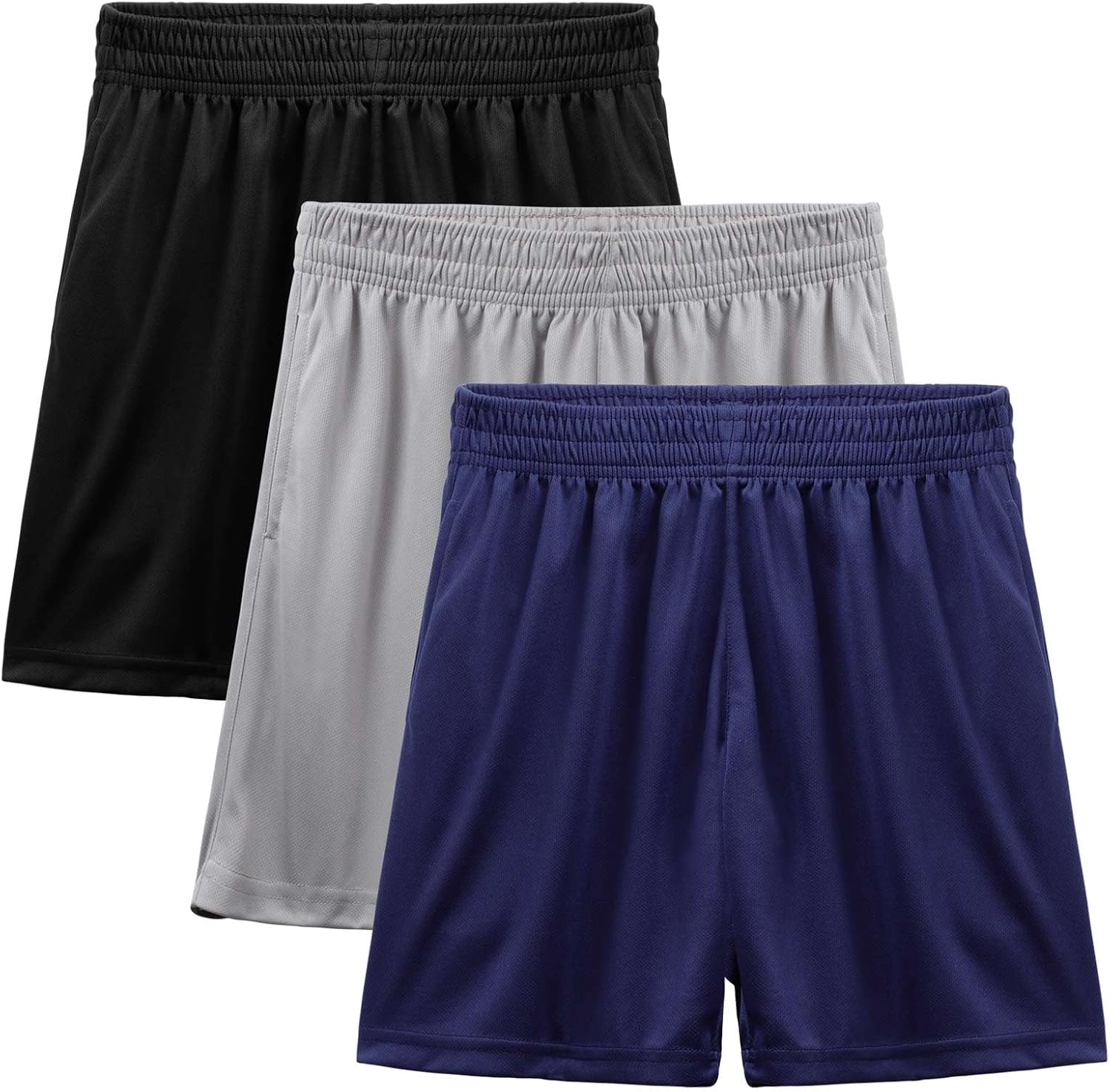 4-Pack Boy's Athletic Shorts Elastic Waistband Quick Dry Youth Basketball Shorts with Pockets (Ages 7-15) - Image 8