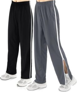 2 Pack Tear Away Pants for Men Sweat Basketball Pants 2 Side Zippers off Full Open Sweatpant with Pockets