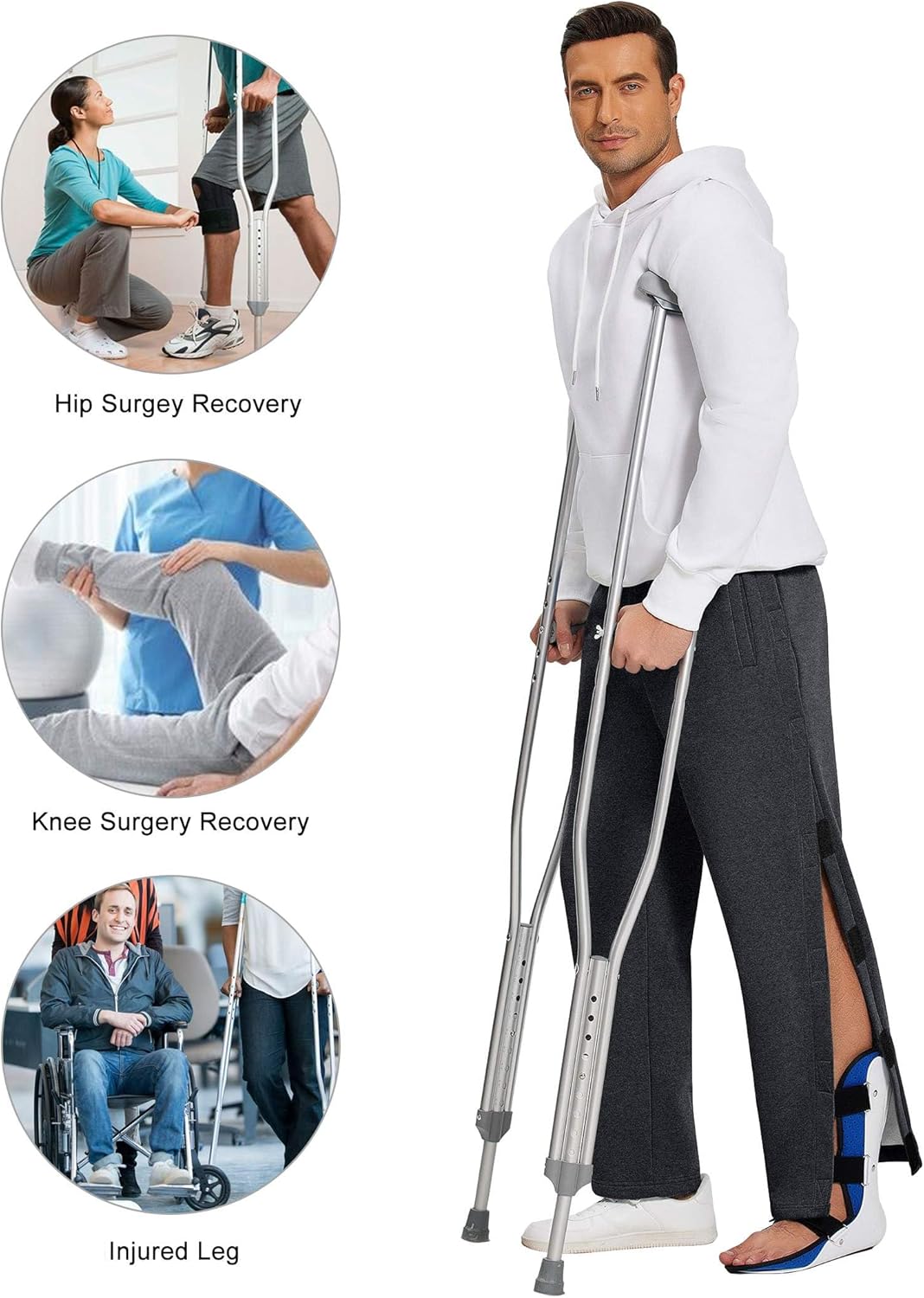 Deyeek Mens Fleece Tear Away Pants Loose Fit Post Knee Replacement Surgery Pants Breakaway Sweatpants Side Snap with Pockets - Image 5