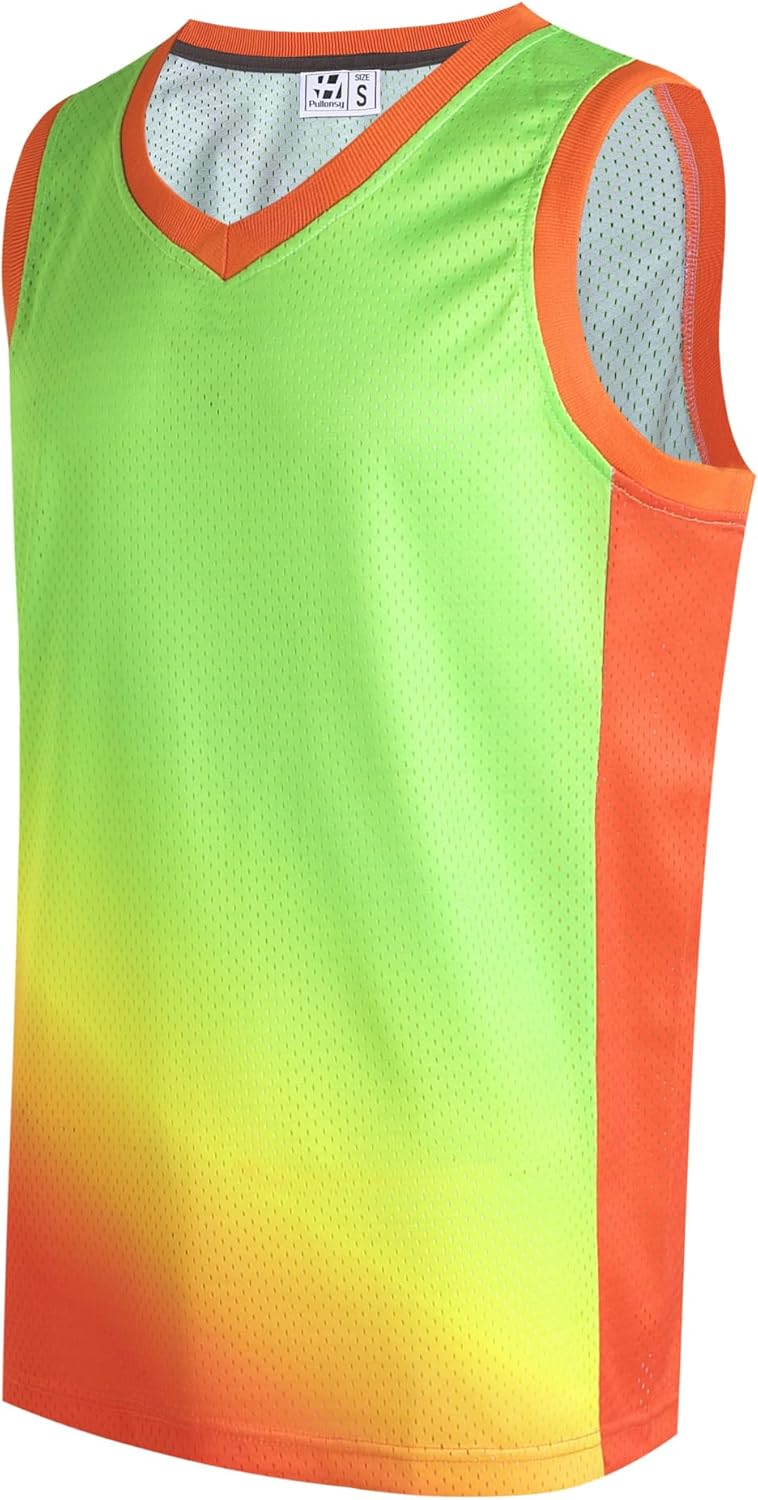 Pullonsy Men's Mesh Athletic Basketball Jersey V-Neck Hip Hop Sports Shirts Fans Tank Top - Image 20