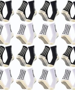 16 Pairs Grip Soccer Socks for Men Non Slip Sock with Anti Slip Grip Pads