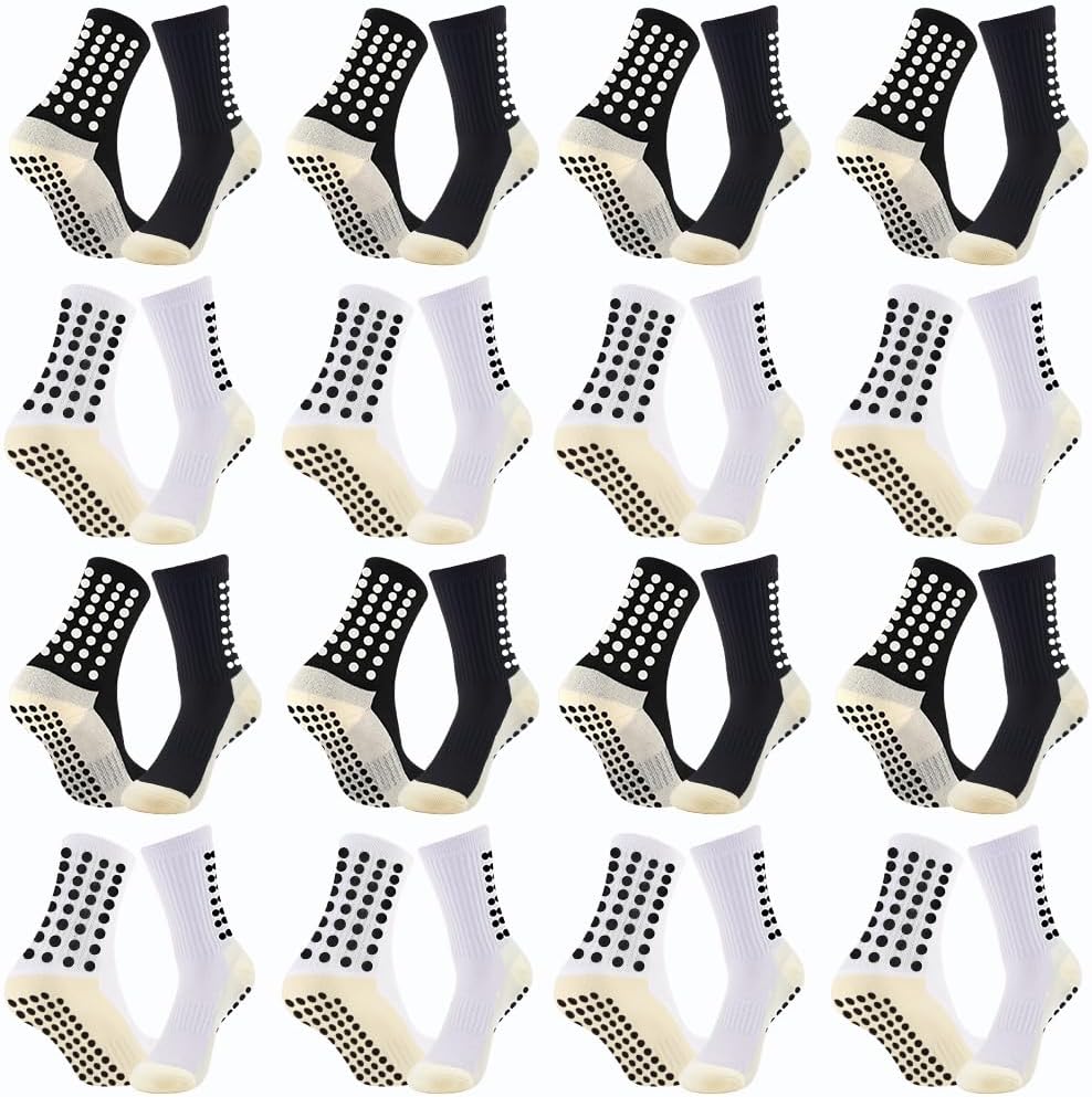 16 Pairs Grip Soccer Socks for Men Non Slip Sock with Anti Slip Grip Pads