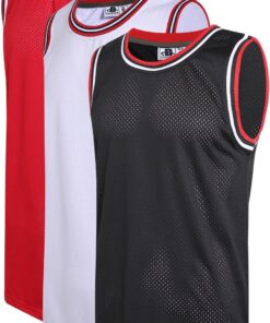 3 Pack Men's Blank Basketball Jerseys Mesh Performance Athletic Team Sports Uniforms Bulk Shirts