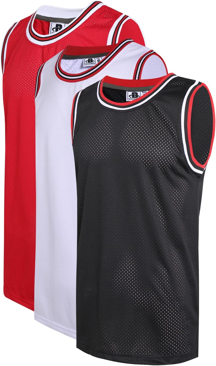 3 Pack Men's Blank Basketball Jerseys Mesh Performance Athletic Team Sports Uniforms Bulk Shirts