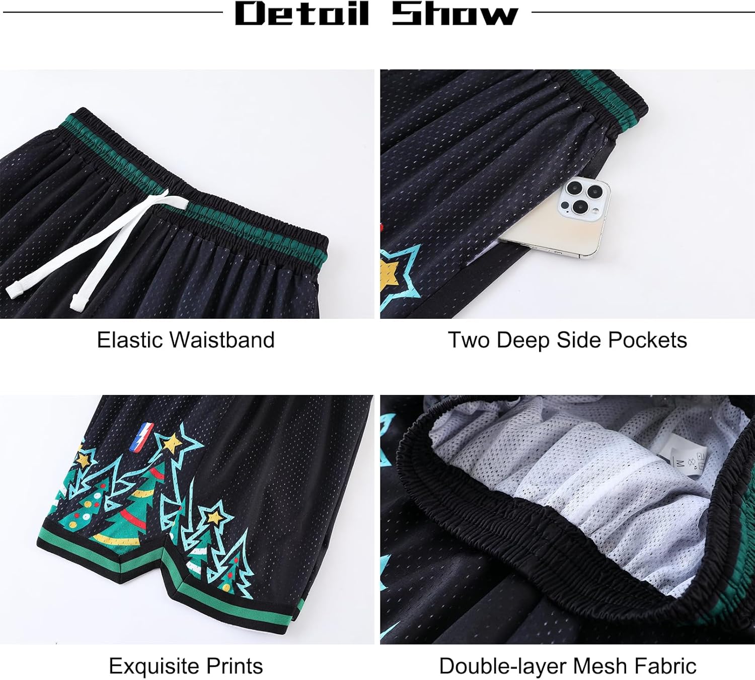 BOOMLEMON Men's Basketball Shorts Gym Training Workout Athletic Shorts Mesh Graphic Print Running Short Pants - Image 5