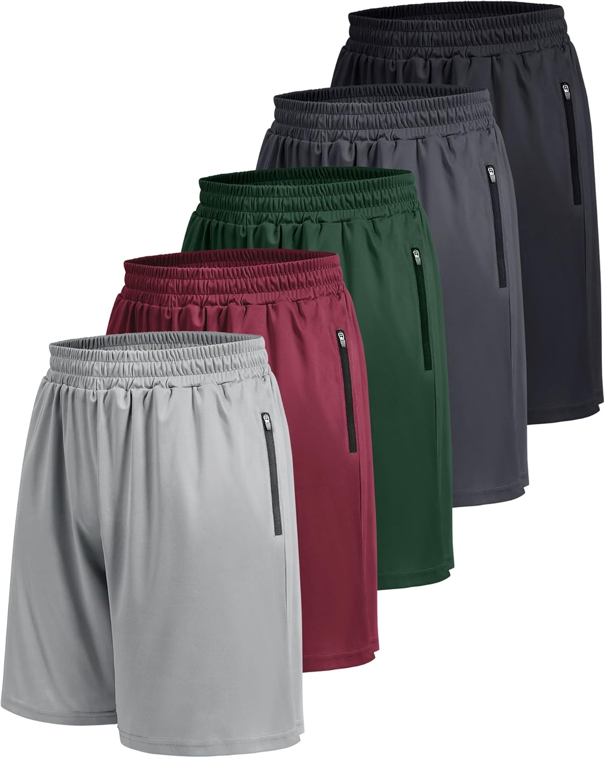 5 Pack Athletic Basketball Mens Shorts with Zipper Pockets - Lightweight Quick Dry Gym Workout Running Shorts for Men - Image 7