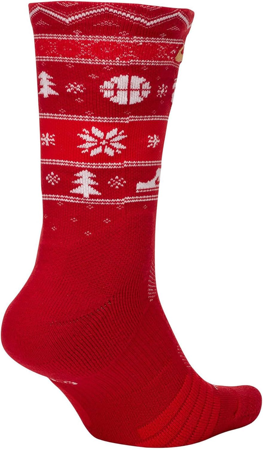 Nike Elite Men's Christmas Basketball Crew Socks X-Large (Fits Men 12-15) SX7866-687 Red, White - Image 2