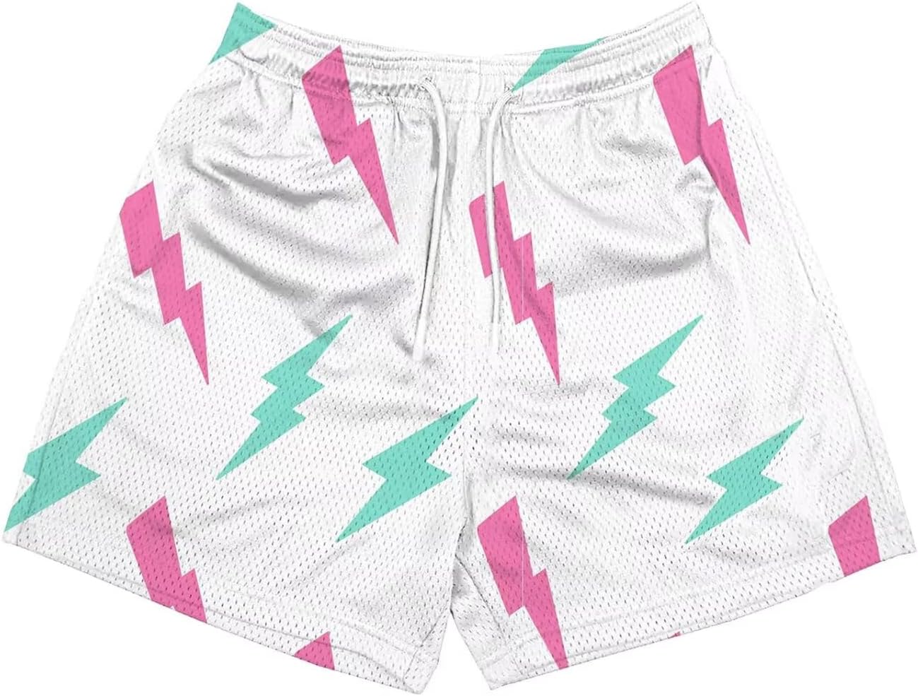 Men's Mesh Basketball Shorts Breathable Athletic Shorts with Pockets Lightning & Star Print Gym Training Outdoor - Image 16