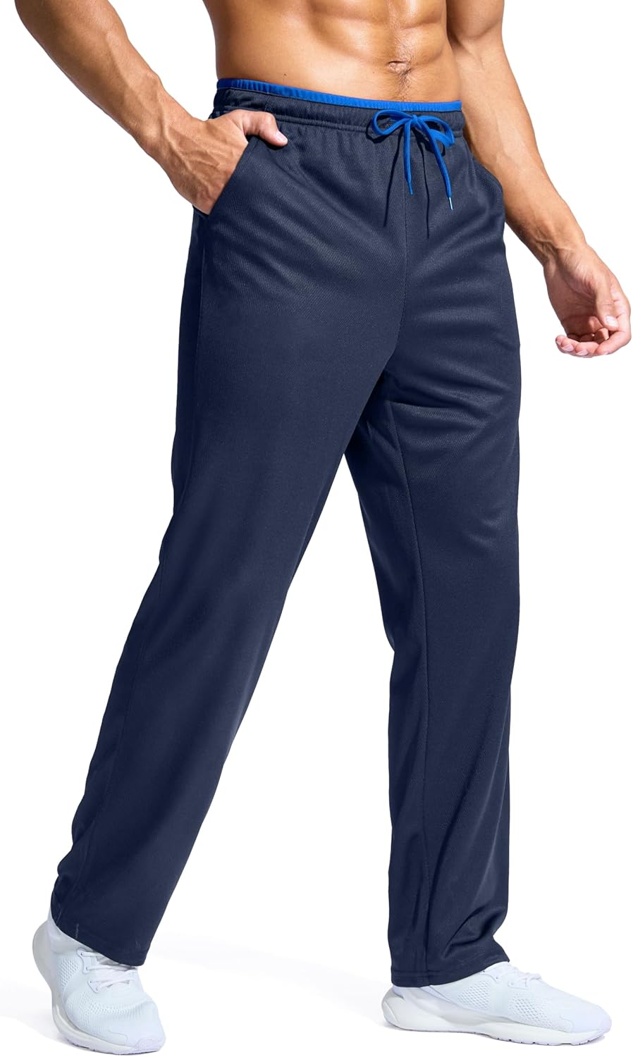 Pudolla Men's Lightweight Mesh Sweatpants Loose Fit Open Bottom Athletic Workout Gym Pants with Zipper Pockets - Image 19