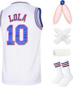 Lola Jersey #10 Cosplay Movie Jerseys for 90s Hip Hop Party Costume for Men/Women Basketball Jersey