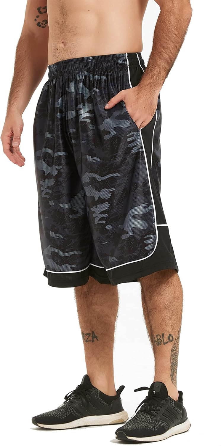 HQUEC Men's 12" Athletic Shorts Long Basketball Workout Shorts Below Knee Loose-Fit with Pockets - Image 18