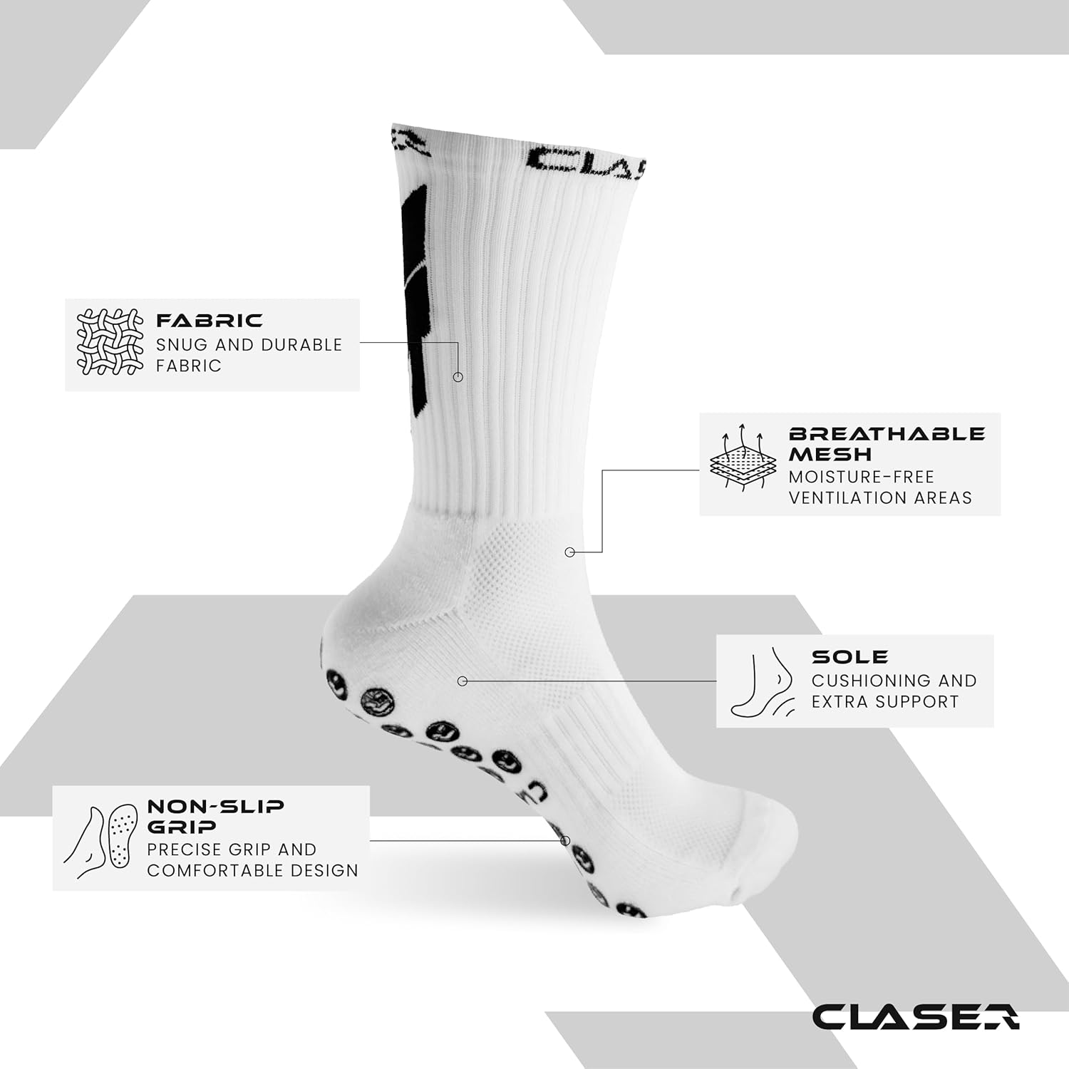 CLASER Grip Socks Soccer - Non Slip Football - Sock Men - Sports Women - Soccer Youth - Antideslizantes - US 6-9 1 2 3 pairs - Image 3