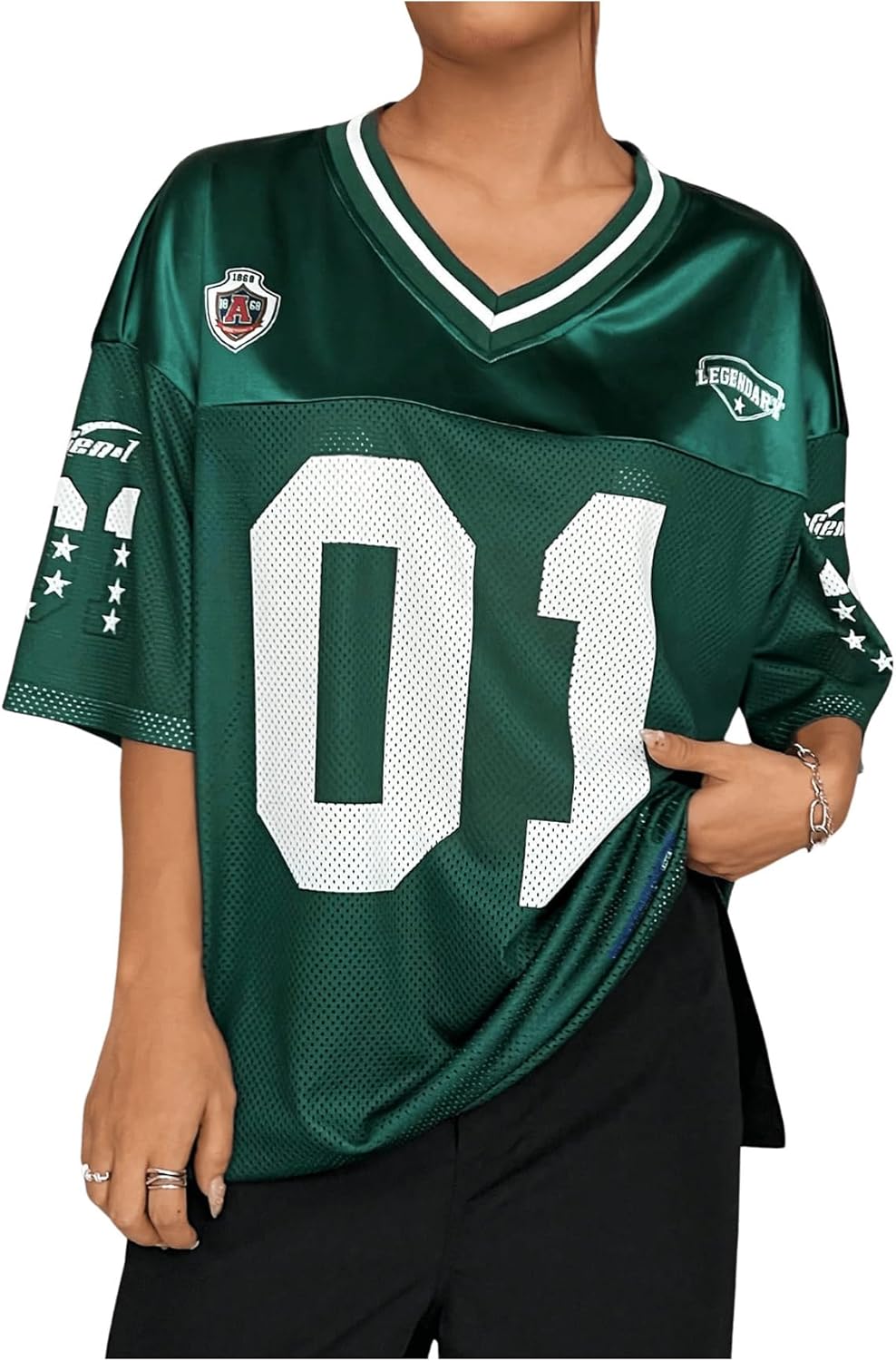 Floerns Women's Camo Print Team Sports T Shirts V Neck Basketball Jersey Tee Shirts - Image 14